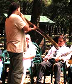 Richard Grossman performing a sound healing at Journey to the Heart Conference, 2003